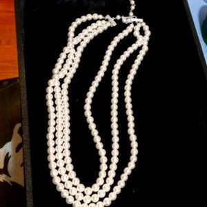 3 strand faux pearl necklace